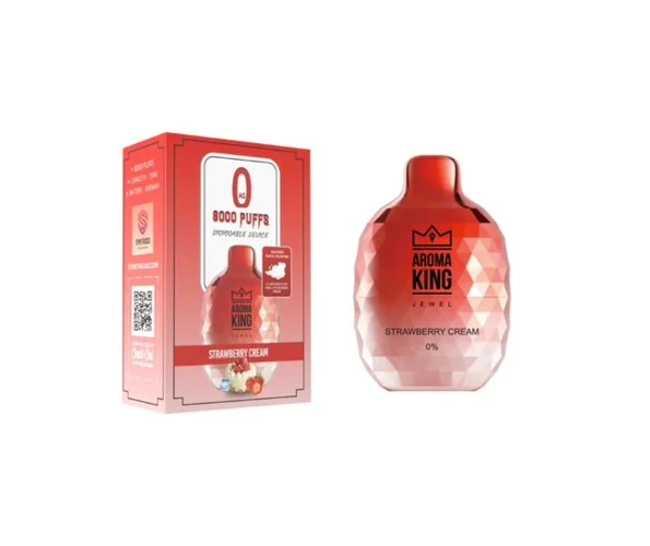 Безникотиновый одноразовый Pod Aroma King Jewel 8000 650 mAh Strawberry Cream 0% (Клубничные сливки)